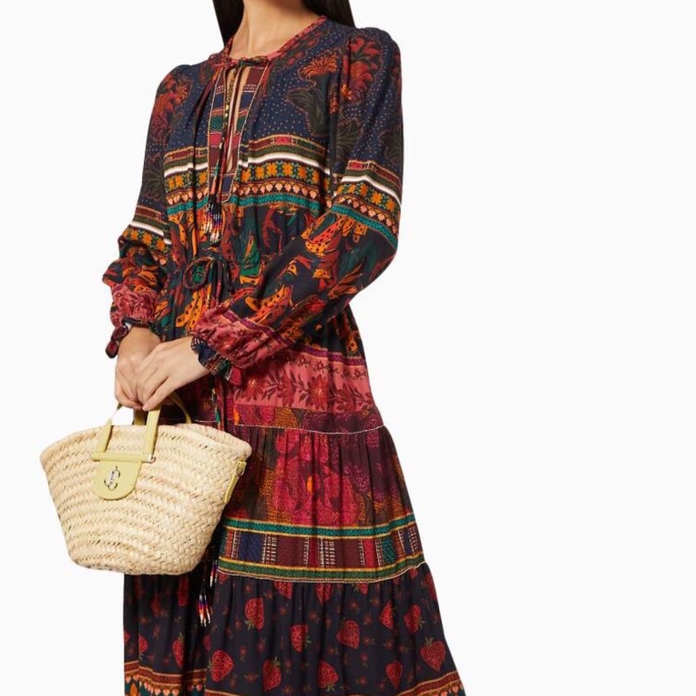 NWT Farm Rio Mixed Patchwork Midi Dress